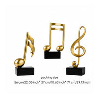 3 Pieces Music Note Statue Resin Music Note Figurine Gold Finish Musical Symbol Figurine for Study
