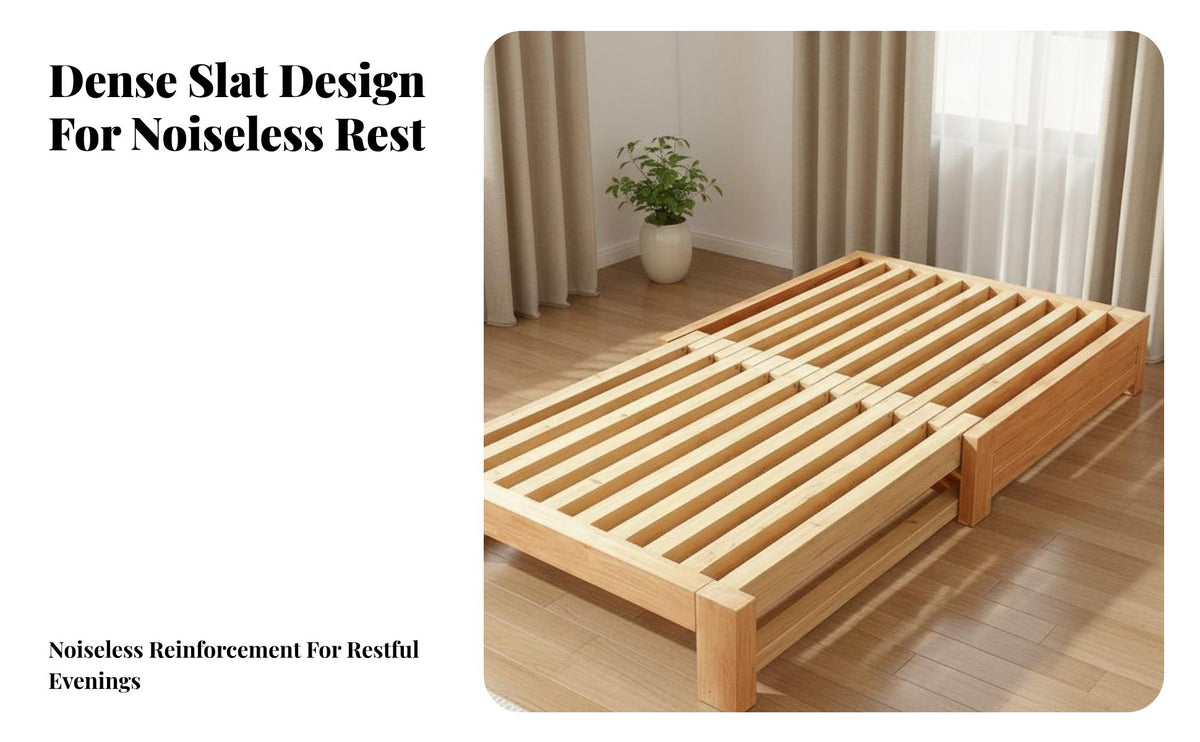 Space-Saving Design Pull-out Slatted Bed Frame Easy to Convert Daybed Adjustable Width Bedroom Furniture Sturdy Construction for Small Apartment Residents, Students, Parents, Living Room