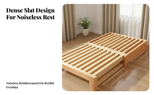 Space-Saving Design Pull-out Slatted Bed Frame Easy to Convert Daybed Adjustable Width Bedroom Furniture Sturdy Construction for Small Apartment Residents, Students, Parents, Living Room