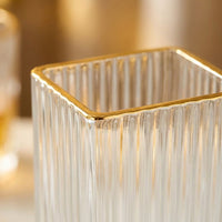 Gold Rimmed Glass Vase, Modern Minimalist Style