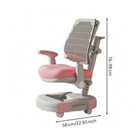 Adjustable Study Chair Armrests Kids Desk Chair Wheeled Base for Students