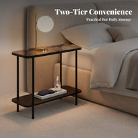 Narrow Side Table Long-Lasting Metal Frame Slim Sofa Table Nightstand Easy Assembly Adjustable Feet for Small Areas, Bedroom