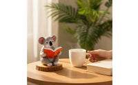Tabletop Koala Figurine with Wood Base | Resin, for Desk