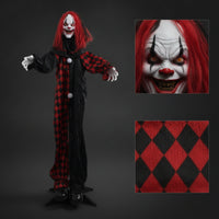 Indoor Clown Ghost Prop Covered Outdoor Halloween Clown Decoration Scary Standing Ghost with Poseable Arms Terrifying for Entryway