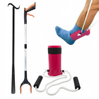 3 Pieces Sock Aid Shoe Insert and Reacher Grabber Set for Elderly, Disabled