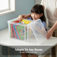 Clear Book Bin sturdy Stackable Clear Book Crate Easy to Clean for Study Room
