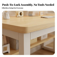 Desk Bookshelf Combo Multifunctional Computer Desk with Hutch Pegboard Wide Desktop Solid Wood Frame Functional Design Suitable for Students Kids Bedroom Dorm Room