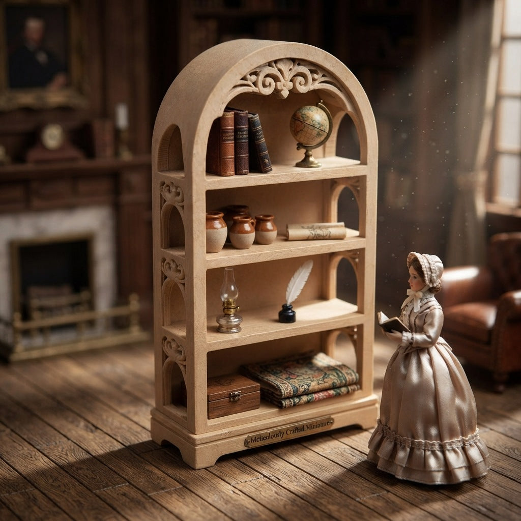 Patterned Shelf for Dollhouse 1:12 Miniature Scene, Wood Color, PLA