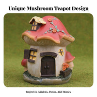 Resin Toadstool Cottage Whimsical Design Toadstool Fairy House for Gardeners