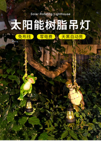 Solar Powered Resin Frog Hanging Garden Light for Outdoor Decor
