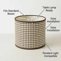 Woven Lampshade for Table Lamp, Cylindrical Lamp Shade Soft Light, Table Lamp Li #variant:Grid pattern