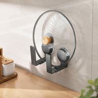 Lid Holder Suction Cup, 2-Piece Set Retractable Lid Holder for Kitchen, Adjustable 7-9cm, Gunmetal Grey Carbon Steel