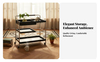 2-Tier Rolling Cart With casters Serving Trolley Retro design for Bedroom, Renters