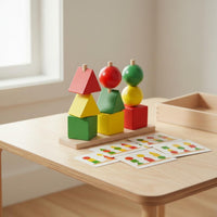 Wooden Geometric Shape Sorter Early Education Geometric Block Sorting Game Color Matching Assembling Toy for Young Children