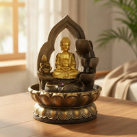 Resin Water Fountain Compact Indoor Fountain with LED Light Lighted Meditation for Desk, Office