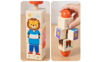 Twistable Wooden Twist Puzzle Rotating Puzzle Block Child-Led Turning Block Toy Sensory for Preschool