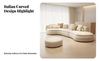 Semicircle Shaped Couch Rounded Corners Curved Sectional Sofa Comfortable Deep Seats Modern Minimalist Sofa for Homeowners, Beauty Salon, Lounge
