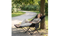 Multi-Position Moon Chair with Leg Rest Portable Reclining Camping Chair Lightweight Foldable Lawn Lounger Supportive for Campers