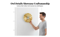 Modern Design Owl Wall Clock Large Numerals Cartoon Creature Clock Ra Clock Face Brushed Finish for Families, Homeowners, Living Room