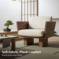 Upholstered Couch with Wooden Frame Nordic design Modern Accent Sofa Japanese Aesthetic snug for Guesthouse Owners, Lounge Area