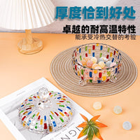 Colorful Glass Candy Jar with Woven Relief Design and Lid