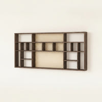 Tea-Room Display Rack Woven Rattan-Style Wooden Display Shelf Space-Saving