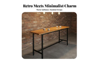 Sturdy Steel Frame Industrial Bar Table and Stool Set Long-Lasting Wood and Metal High Top Dining Set With Footrest Commercial Furniture Easy to Clean for Cafe Owners, Homeowners, Adults, Coffee Shop, Restaurant, Kitchen