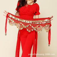 Belly Dance Hip Scarf with Gold Coins for Women