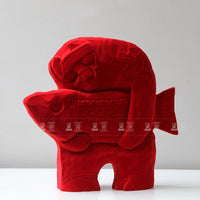 Modern Minimalist Flocked Fish Figurine for Tabletop Decor