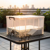Transparent Turtle Tank with Lid and Drainage