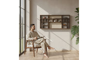 Tea-Room Display Rack Woven Rattan-Style Wooden Display Shelf Space-Saving
