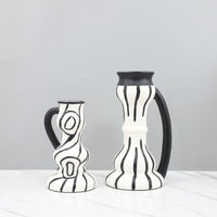Nordic Style Geometric Resin Hand-Painted Striped Vase