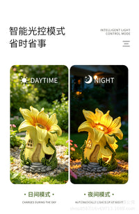 童话风蘑菇城堡树脂摆件桌面景观造景精灵屋家居装饰户外花园造景