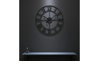 Wrought-Iron Style Wall Clock with Roman Numerals Vintage Skeleton Wall Clock Industrial Minimalist for Living Room, Office, Entryway