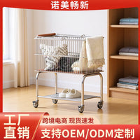 可移动脏衣篮家用收纳小推车置物架脏衣服收纳筐卫生间碳钢脏衣篓