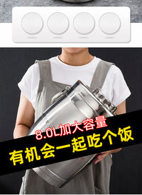 Stainless Steel Double-Layer Vacuum Insulated Lunch Jar with Handle, Drum Shape, 2.1-3L