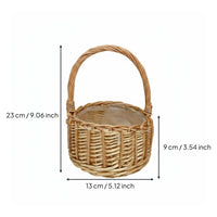Round Wicker Basket with Handle Rustic Style Decorative Container for Wedding, Party Decoration, Home Decor