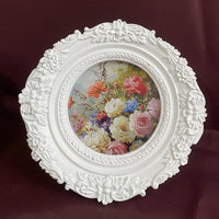 法式白色树脂相框雕花照片墙餐厅画框摆件摆台椭圆挂墙客厅组合框