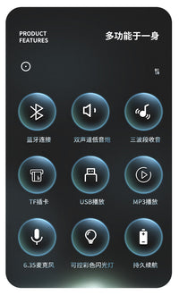 双声道大功率低音炮麦克风便携调频收音机 立体声蓝牙音箱播放器