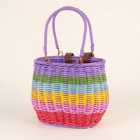 Wicker Bike Basket Rainbow Front Bike Basket for Young Children, Tricycles