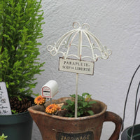 Umbrella Garden Stake Easy Setup Wrought Iron Plant Pick Weather Resistant