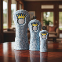 3 Pieces Golf Headcover With | Leopard-Print, Golf Club Headcover with luxurious faux-hair, Embroidered
