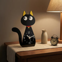 Acrylic Feline Timepiece Analog Home Decor Desktop Display