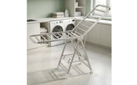 Stainless Steel Clothes Drying Rack with Wheels Three-Tier Clothes Drying Rack Foldable Wheeled for Laundry Room, Balcony, Apartment