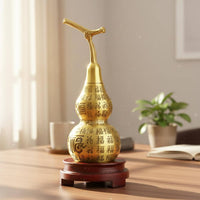Brass Gourd Figurine Good Luck Symbol Feng Shui Hulu Ornament for Home Entrance