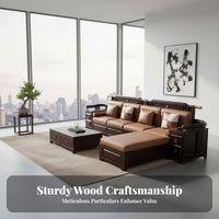 Asian design Couch and Table collection tranquil Aesthetic Multi-Piece Couch with Chaise All-Season Use Sofa Set for Families, Apartment Dwellers, Lounge Area