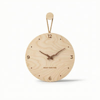 Wooden Wall Clock Minimalist Clock with Rope Round for Living Room, Entryway