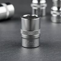 6 Pieces Chrome Vanadium Steel Hex Socket Set Silver Sockets with Knurled Grip Easy to Read Hex Socket Manual for Mechanics, DIYers, Workshop, Garage