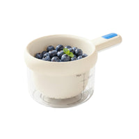 Transparent Double-Layer Fruit Drainer Quick Drainage Measuring Drain Cup Efficient Cleaning Handled Fruit Strainer Portable