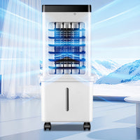 Floor-Standing Portable Air Cooler with Wheels Mobile Evaporative Air Cooler with Water Tank Oscillating Cooling Fan Multi-Speed for Bedroom